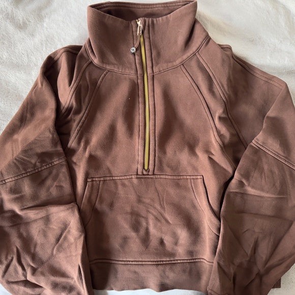 lululemon athletica Sweaters - Lululemon Athletica Brown Half-Zip Scuba Sweater